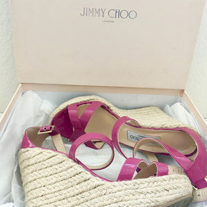 Jimmy Choo Dark Pink, Rattan Platform Strap Sandal